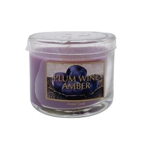 VTG Bath & Body Works White Barn PLUM WINE AMBER Mini Candle 1.3 oz Discontinued